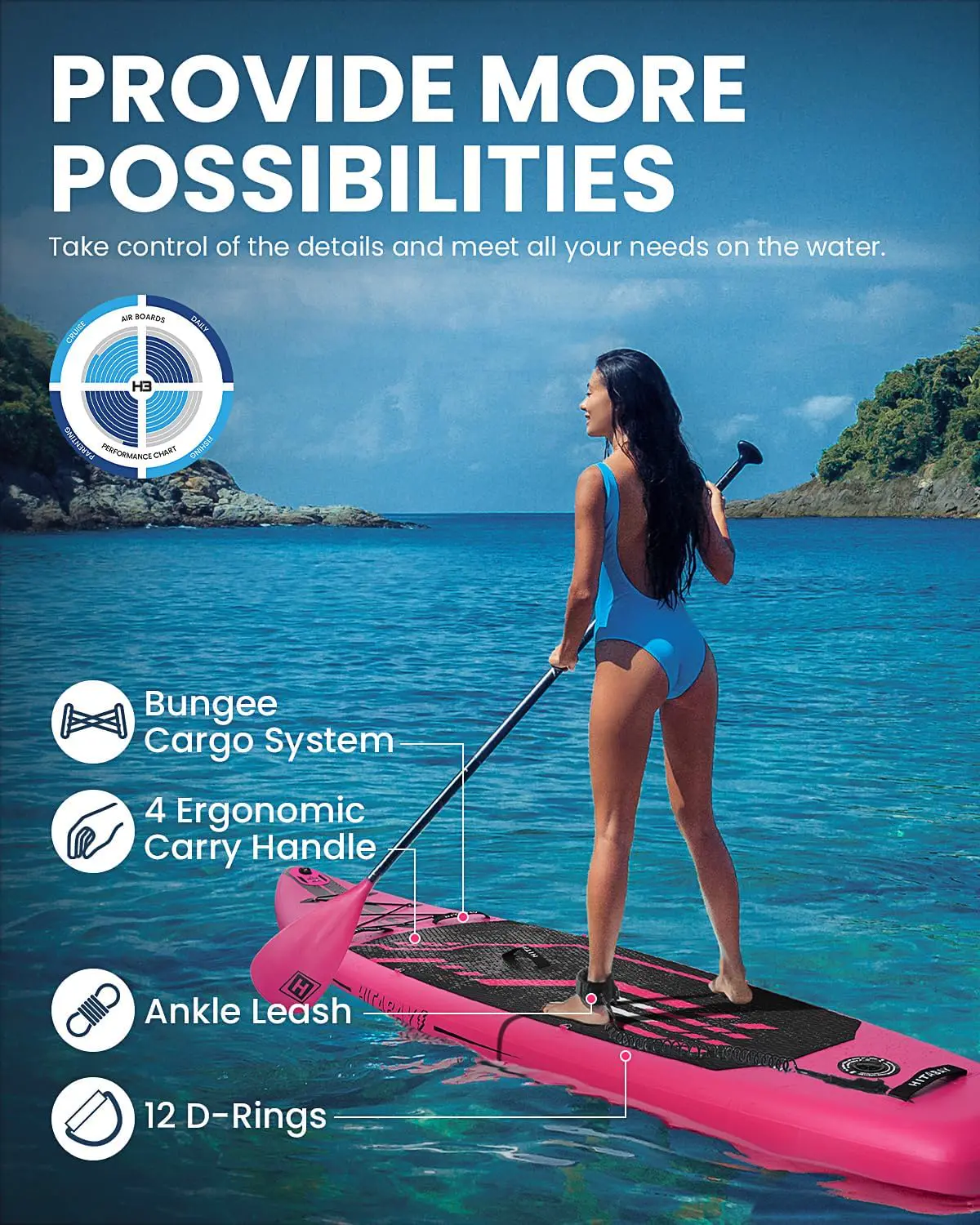 Paddle gonflable rose vue 6