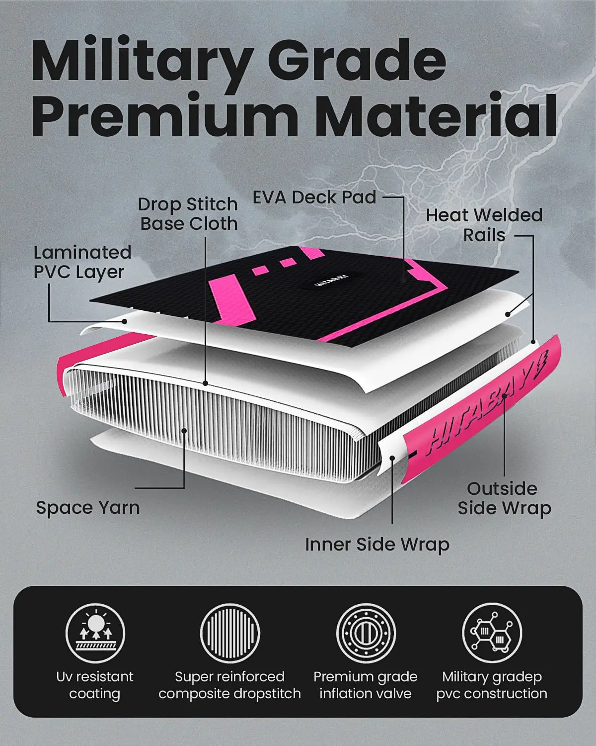 Paddle gonflable rose vue 7