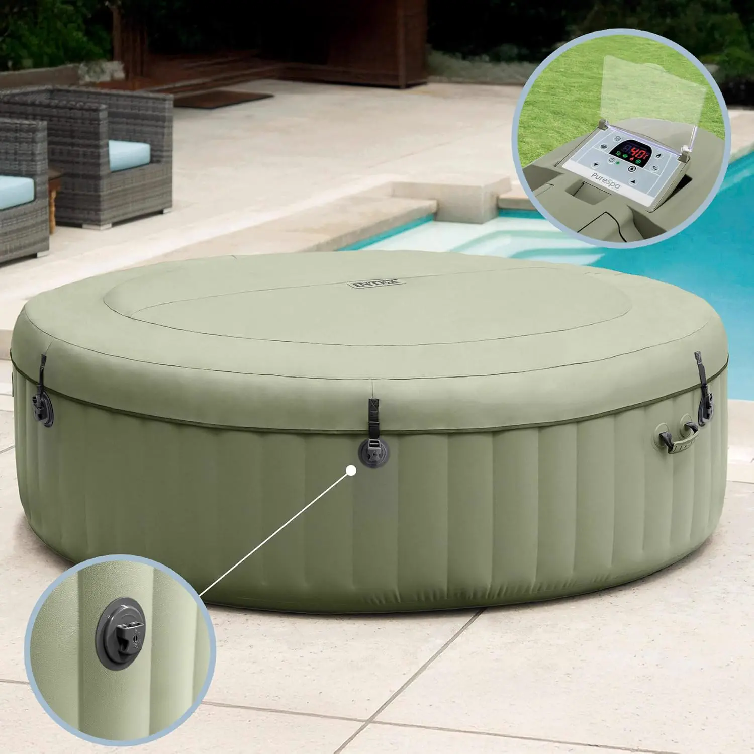 Spa gonflable 4 personnes 6 places vert vue 3
