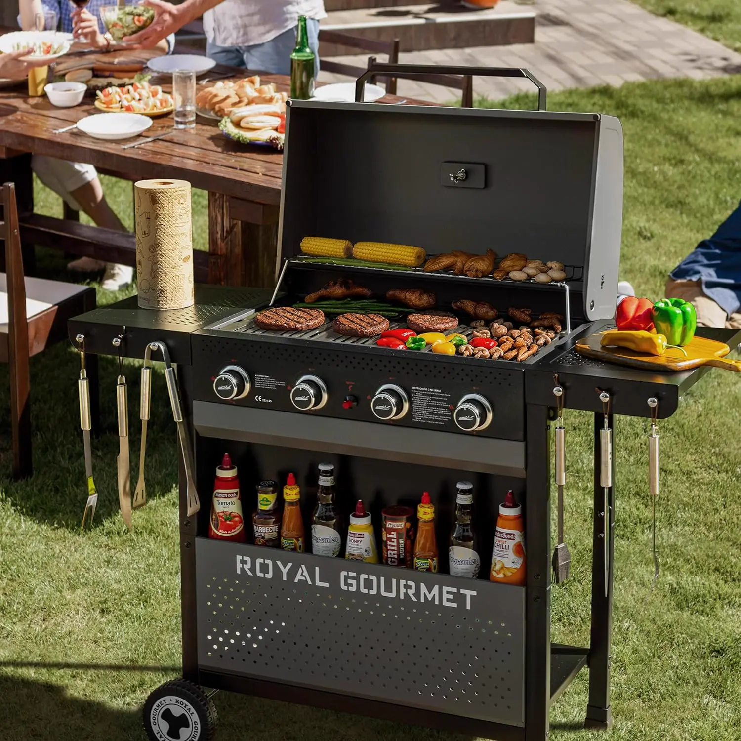 Barbecue à gaz en acier noir 68 × 38 cm vue 2