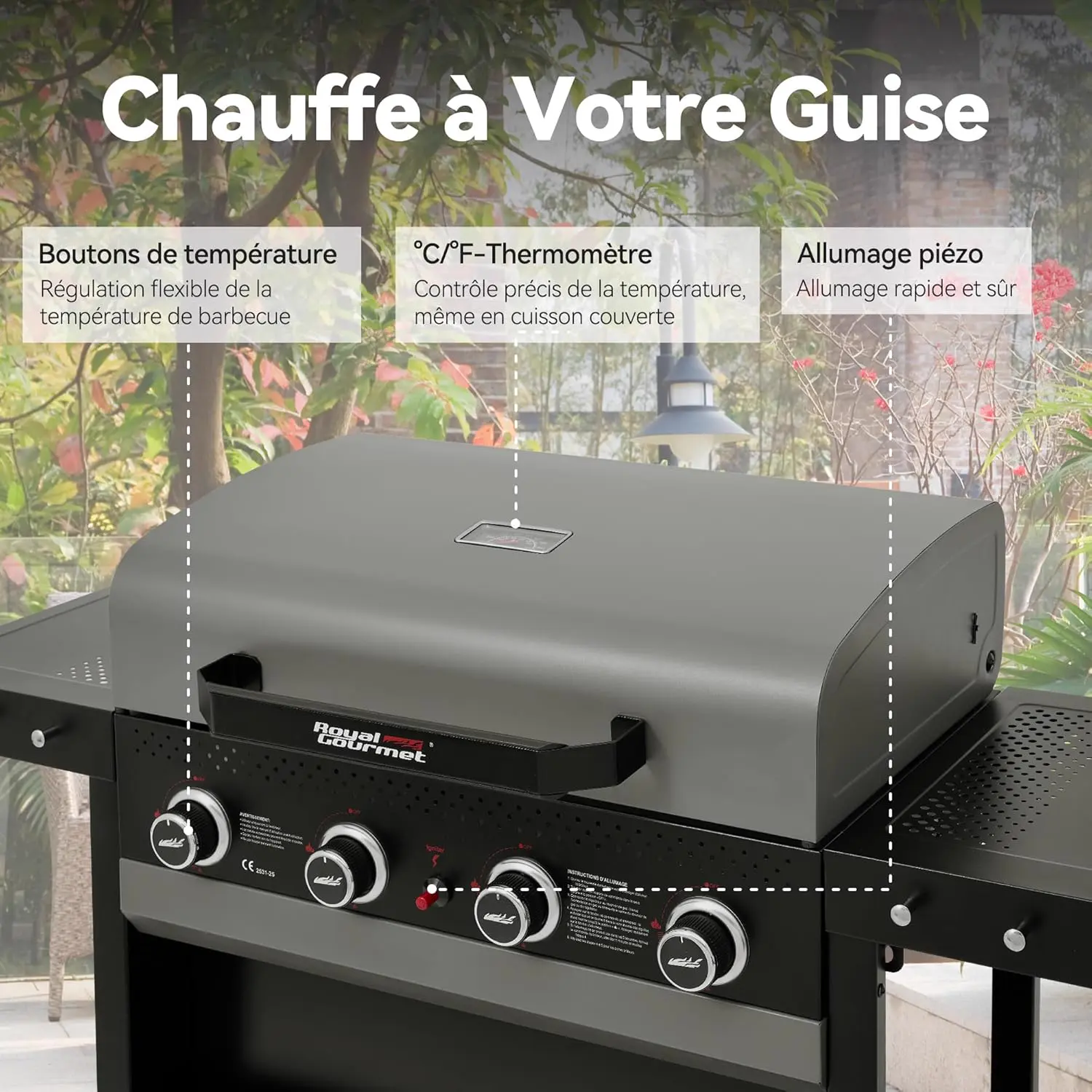 Barbecue à gaz en acier noir 68 × 38 cm vue 6