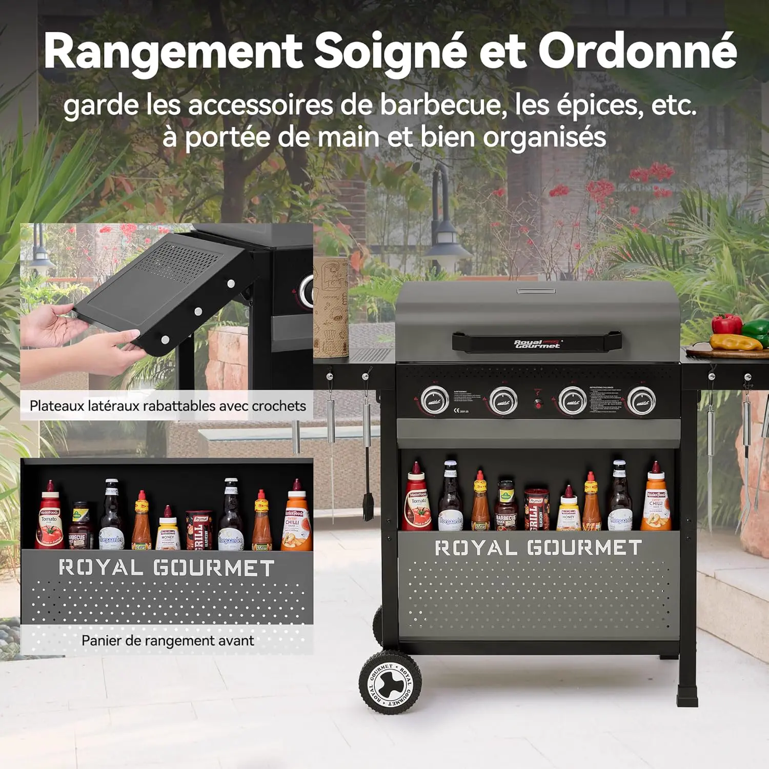 Barbecue à gaz en acier noir 68 × 38 cm vue 7