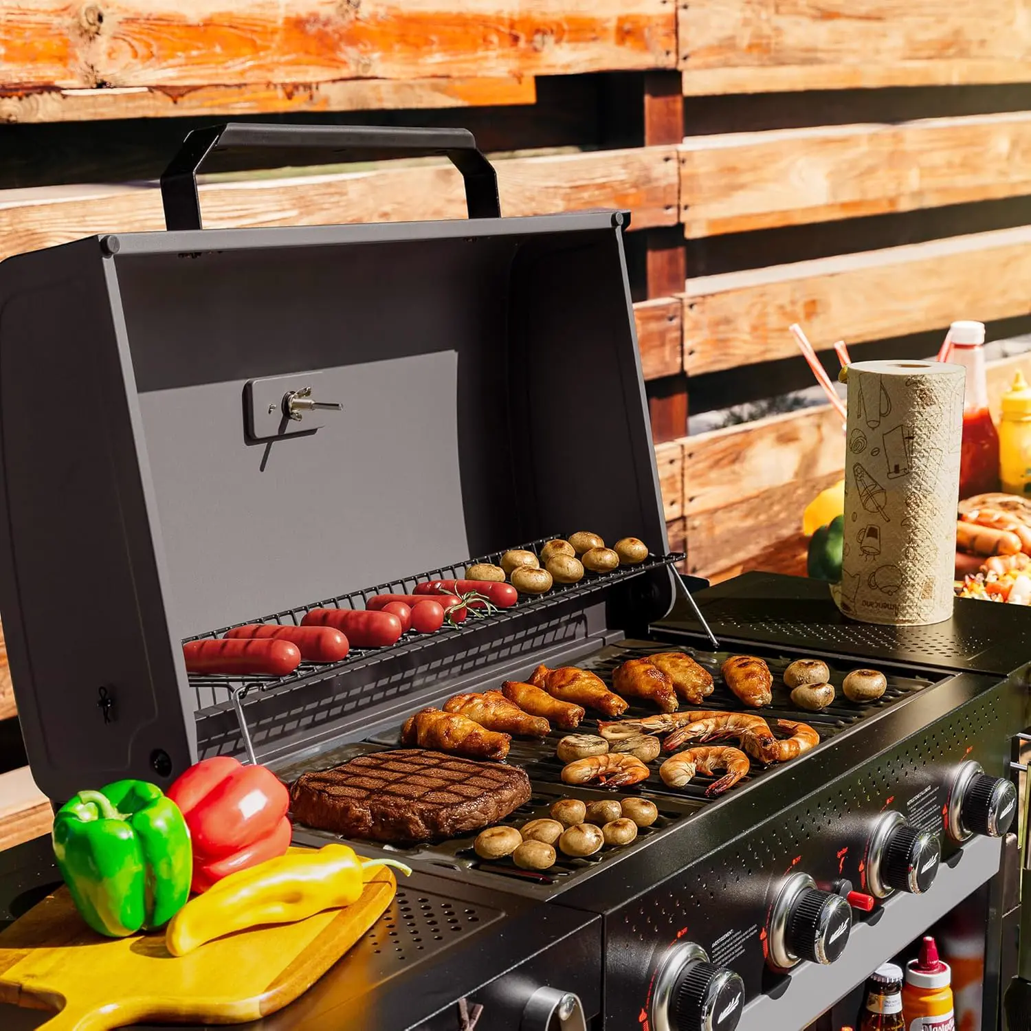 Barbecue à gaz en acier noir 68 × 38 cm vue 8