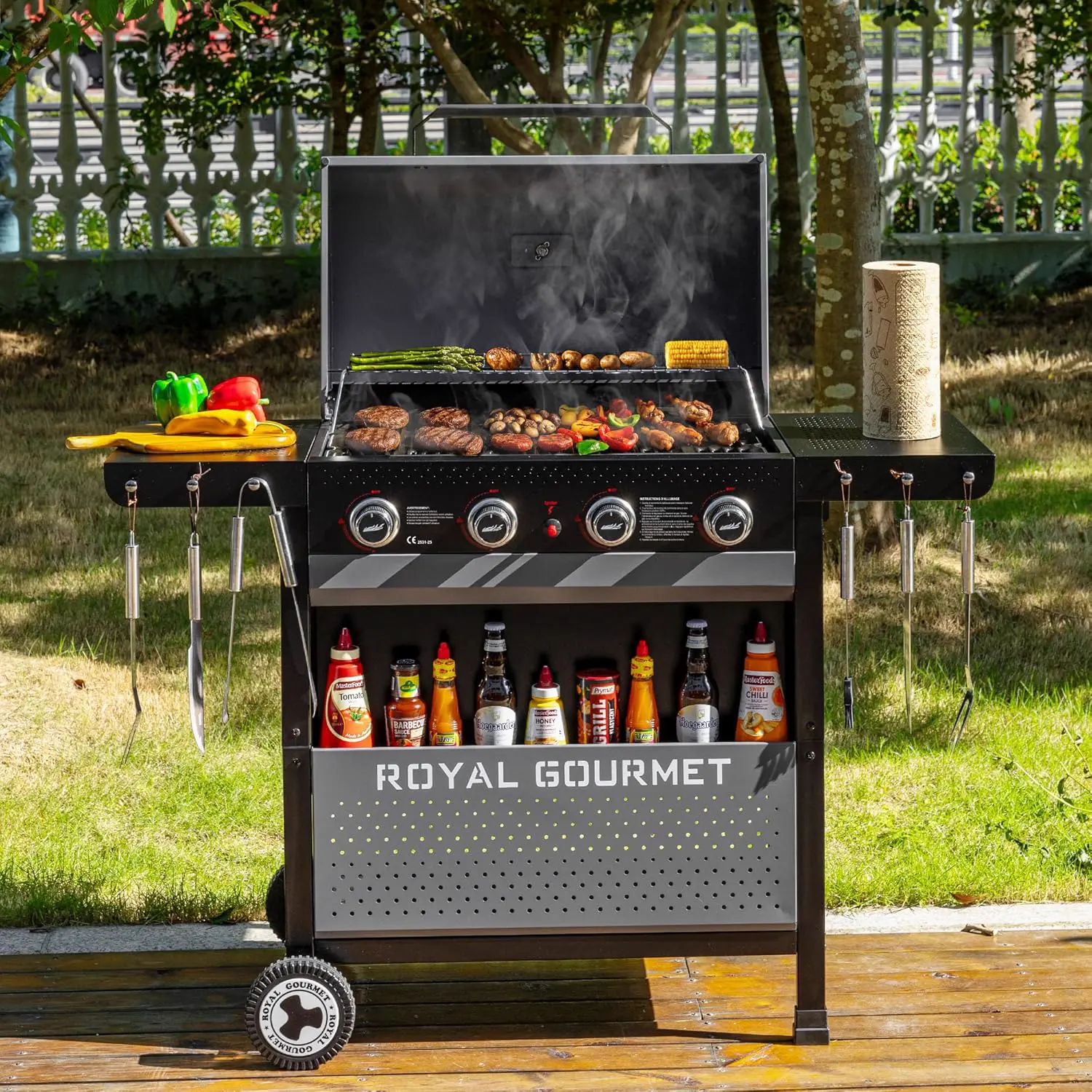 Barbecue à gaz en acier noir 68 × 38 cm vue 9