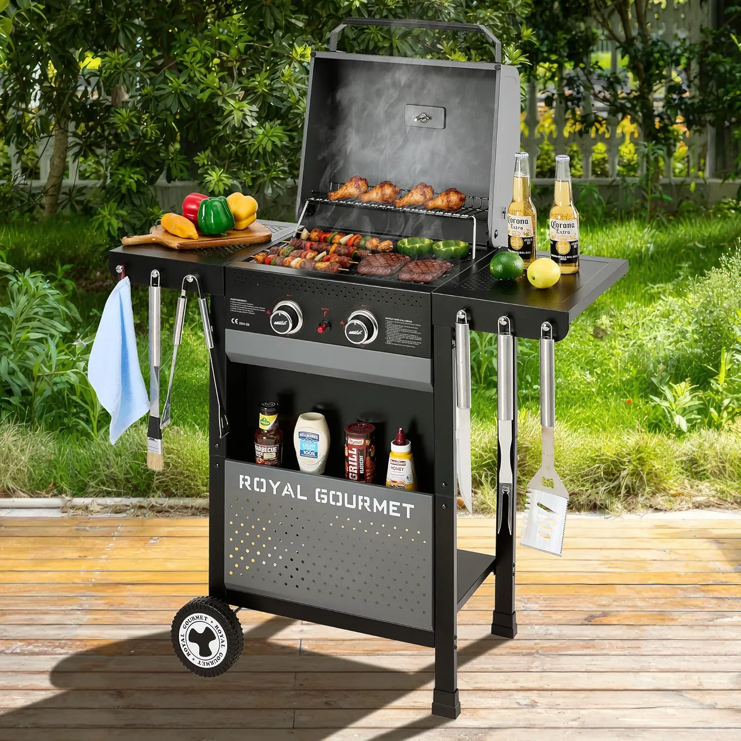 Barbecue à gaz en métal gris 55 x 102 cm vue 2