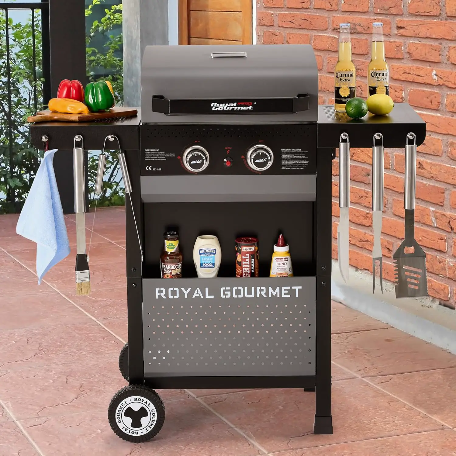 Barbecue à gaz en métal gris 55 x 102 cm vue 8
