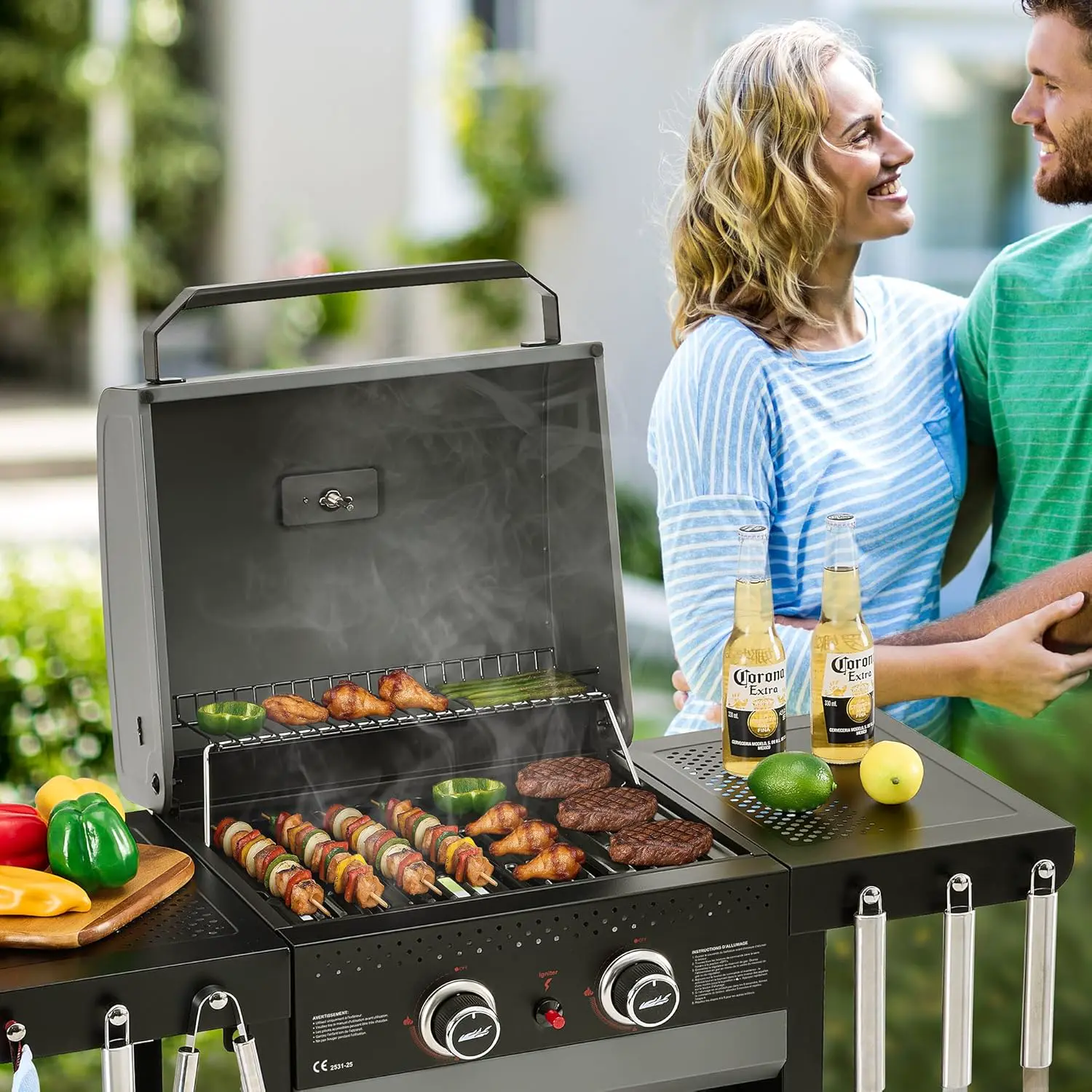 Barbecue à gaz en métal gris 55 x 102 cm vue 9