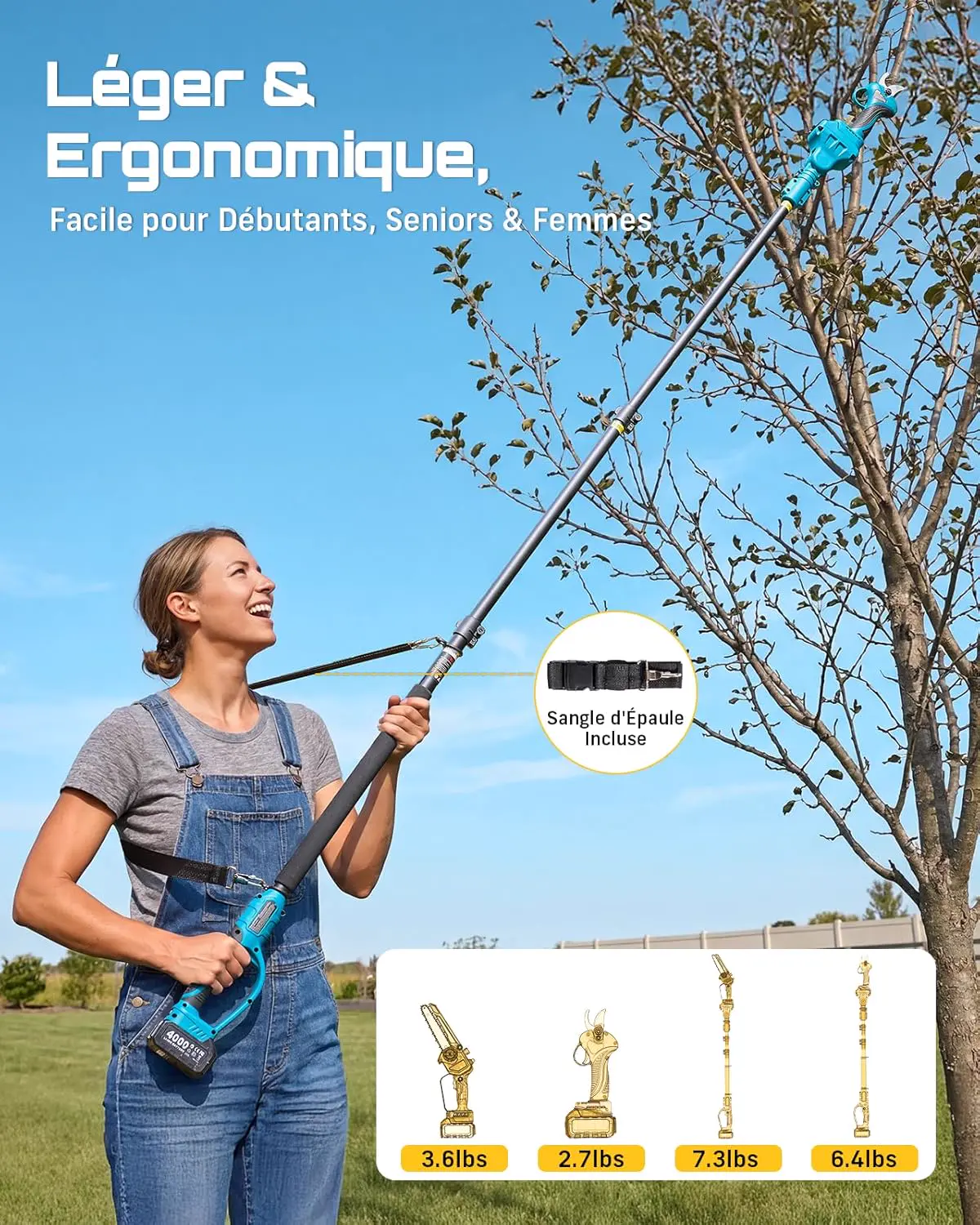 Tronçonneuse à batterie 2 × 4000 vue 7
