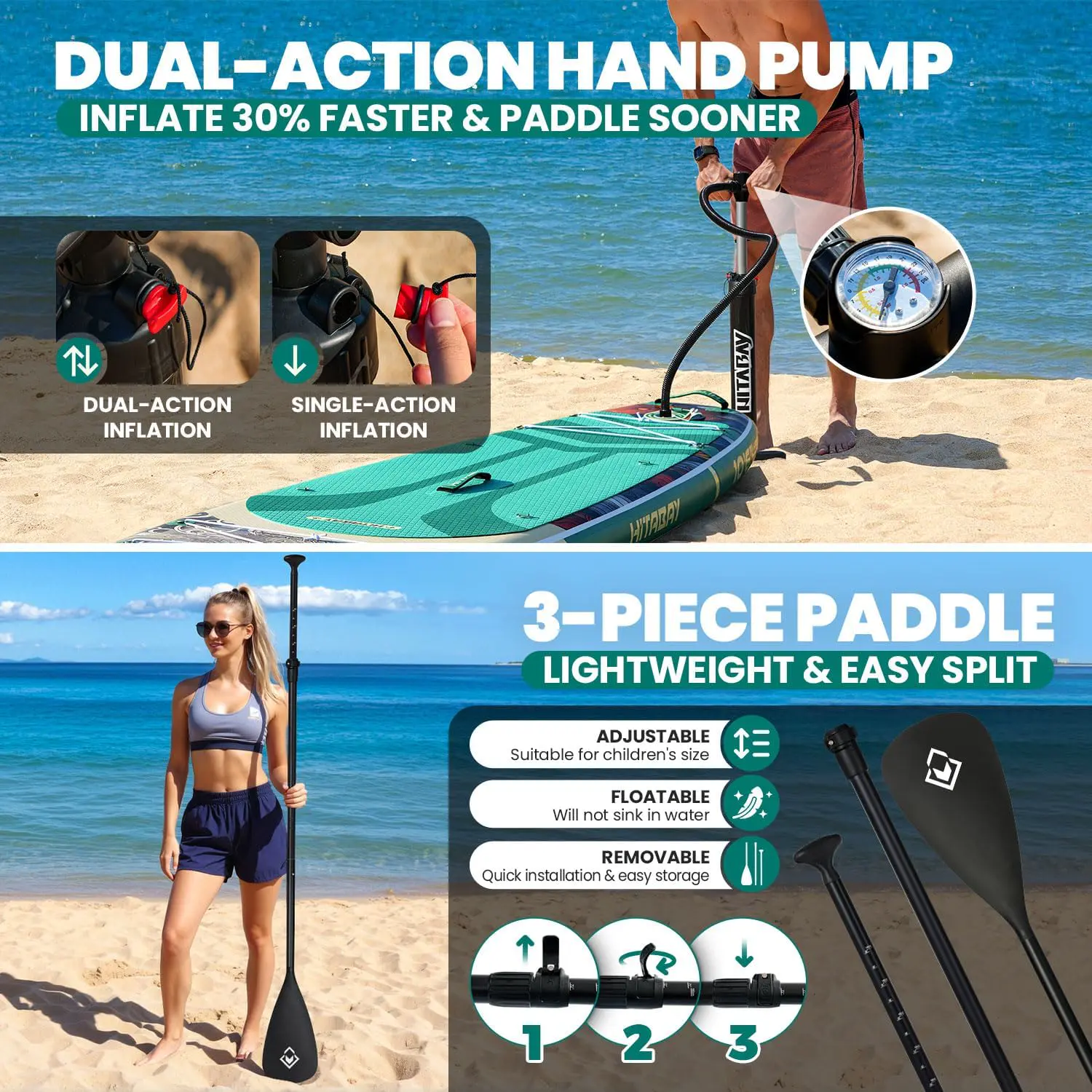 Paddle gonflable vert vue 6