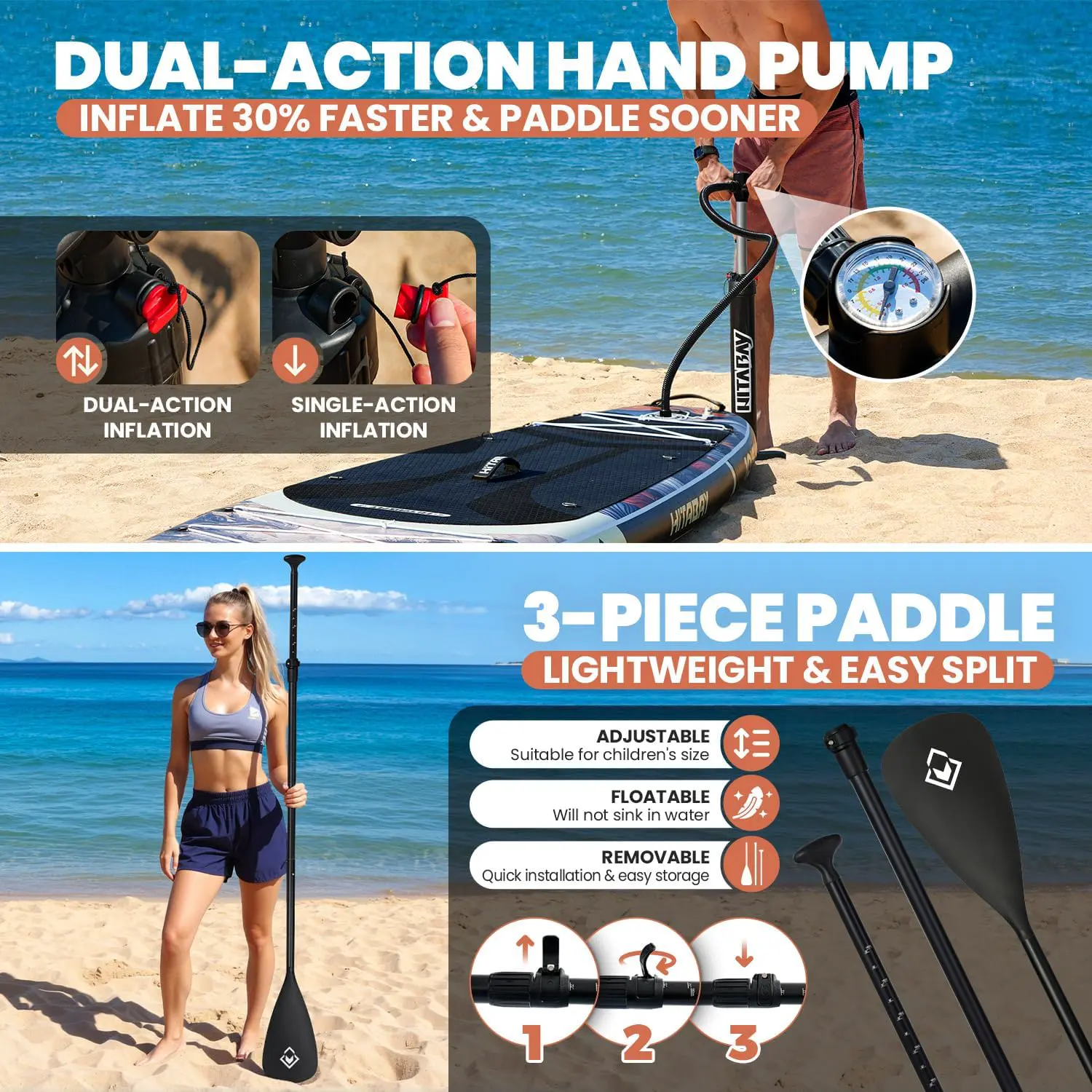 Paddle gonflable noir vue 6