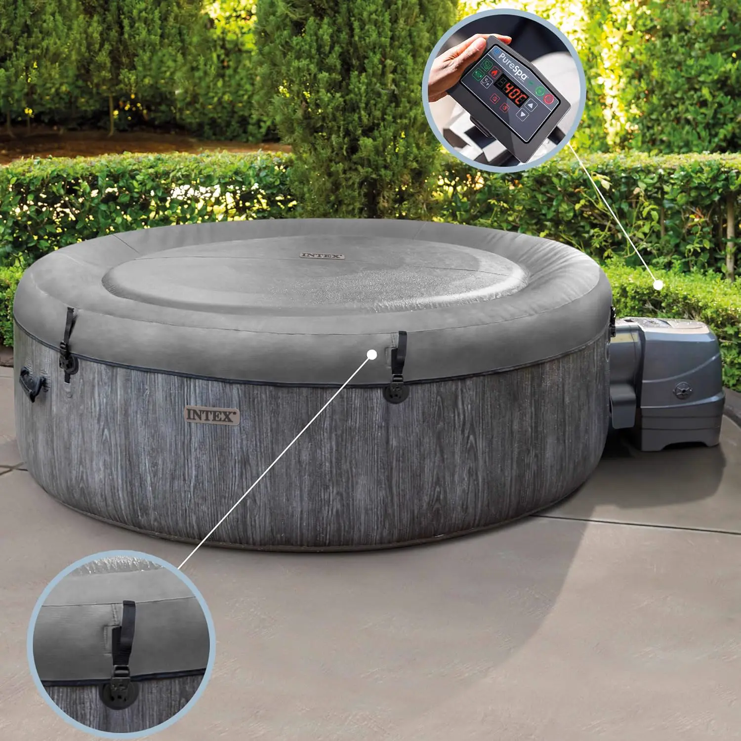 Spa gonflable 4 personnes 4 places en bois 1,96 x 0,71 m vue 3