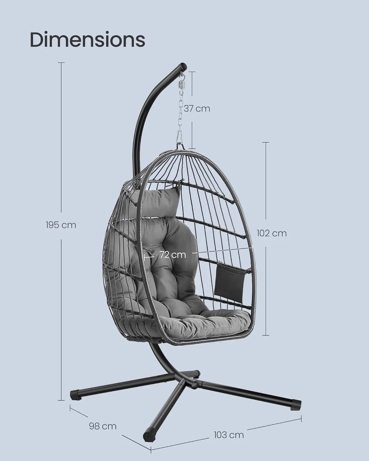 Fauteuils suspendus en acier gris vue 7