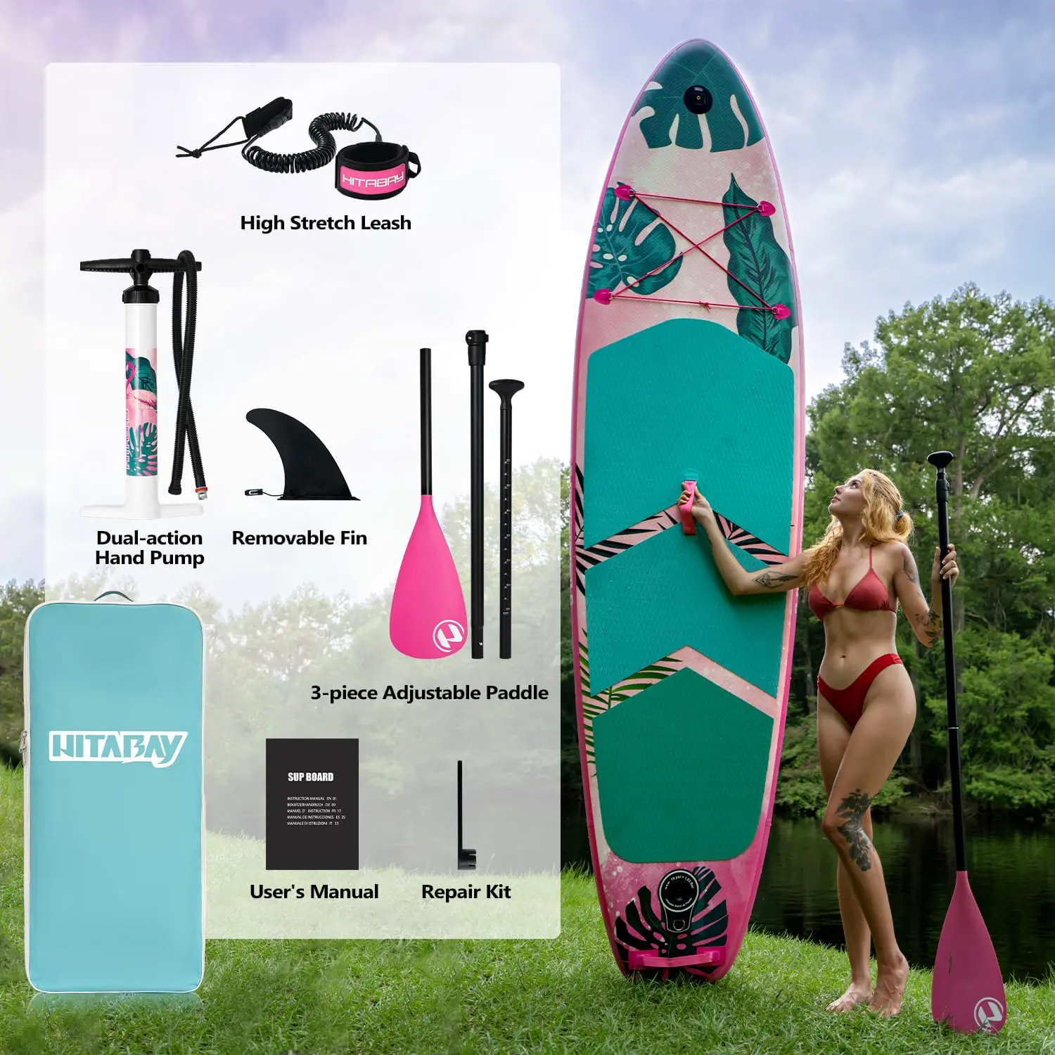 Paddle gonflable rose vue 4