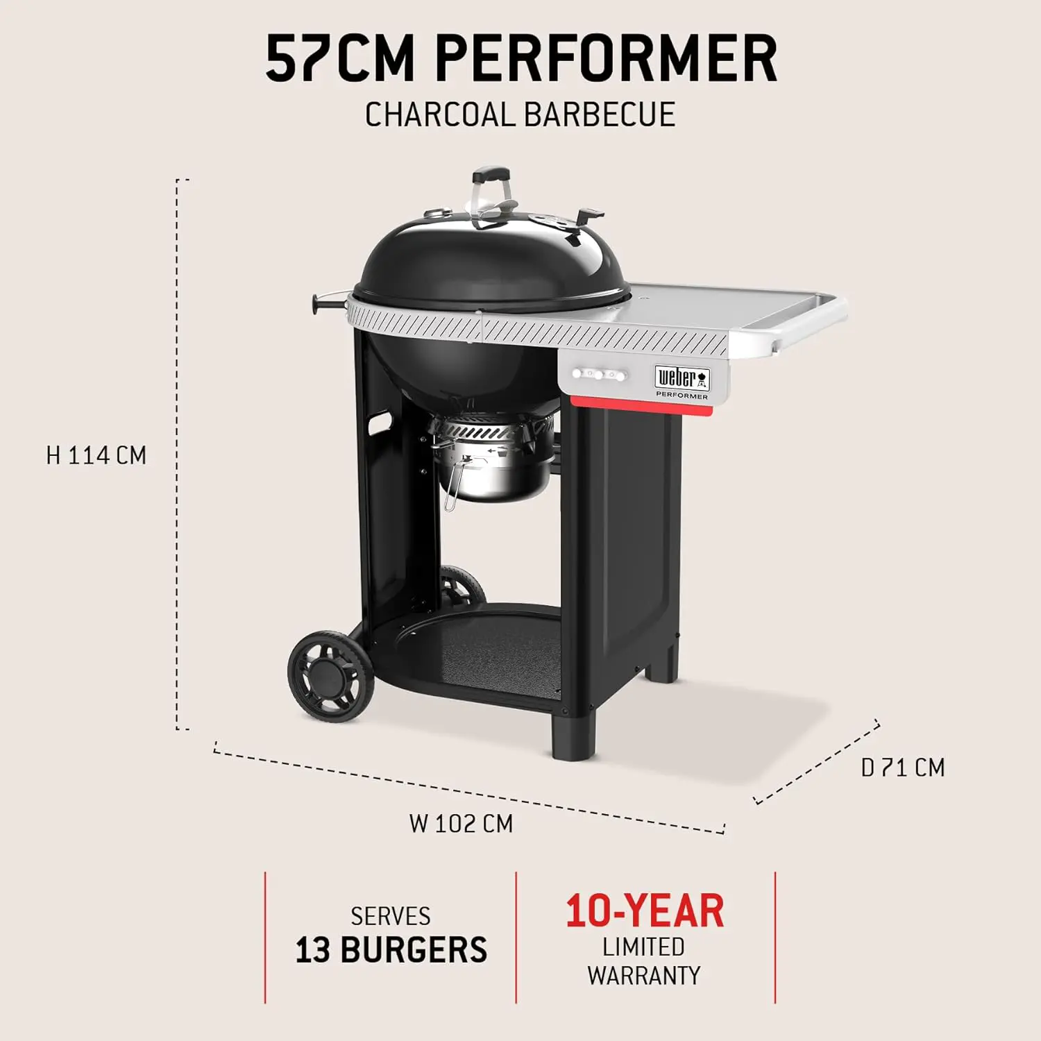 Barbecue weber 8 places en métal 71 x 102 vue 4