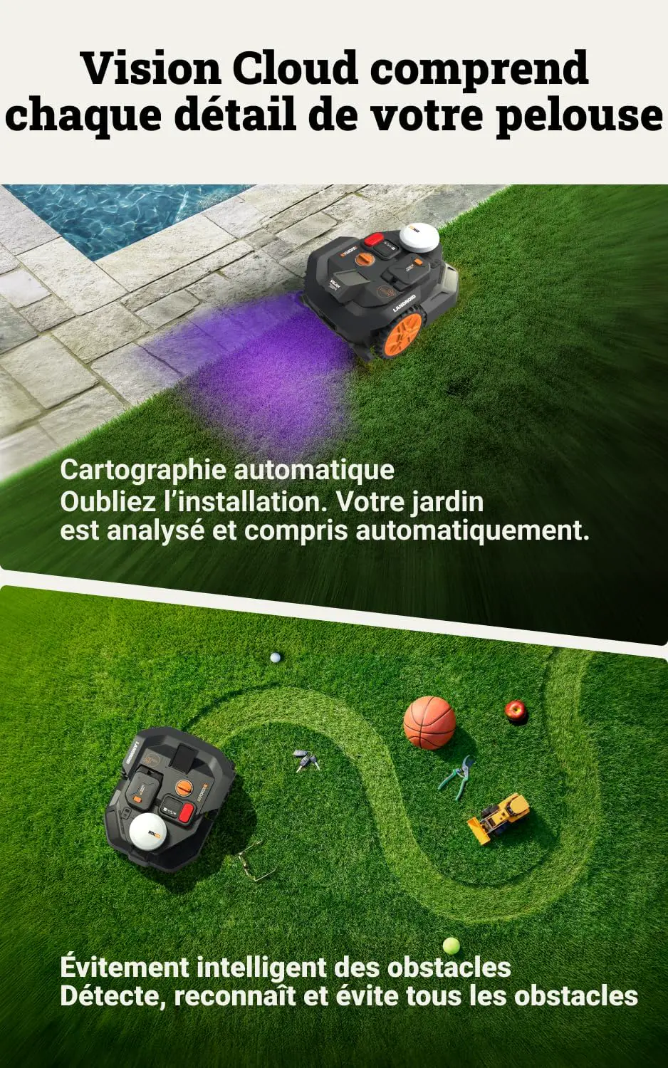 Robot tondeuse en métal noir 400 m² vue 2