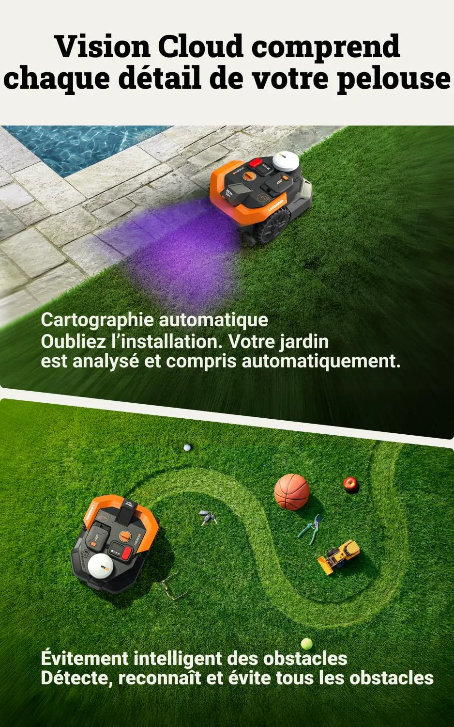 Robot tondeuse en métal noir 500 m² vue 2