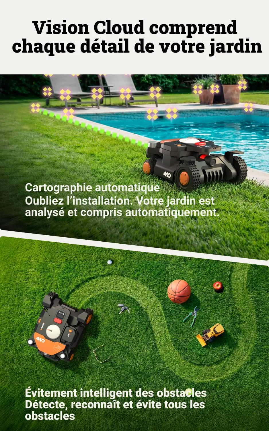 Robot tondeuse naturel 600 m² vue 3