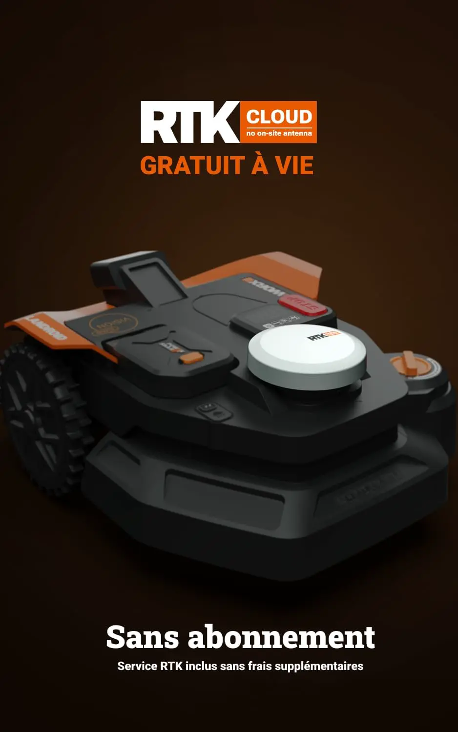 Robot tondeuse en métal orange 1800 m² vue 4