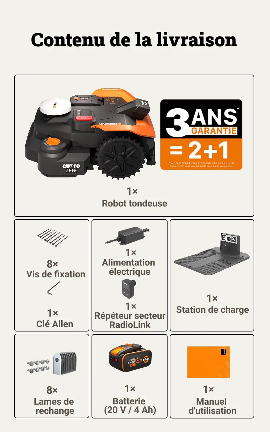 Robot tondeuse en métal orange 1800 m² vue 8