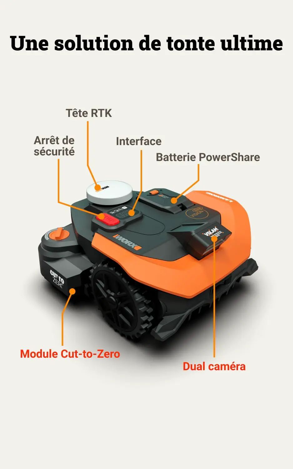 Robot tondeuse en métal noir 1200 m² vue 7