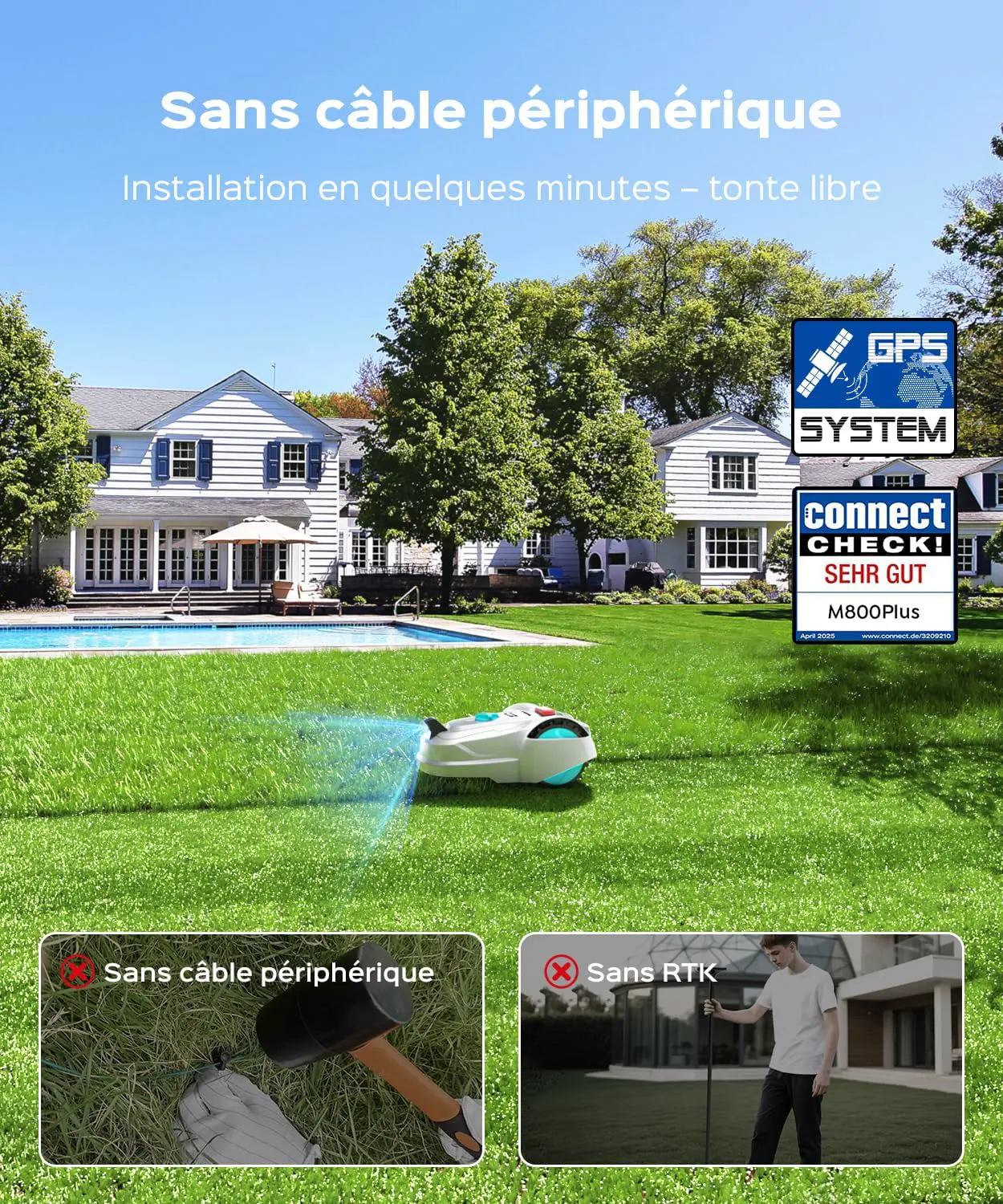 Robot tondeuse blanc 800 m² vue 2
