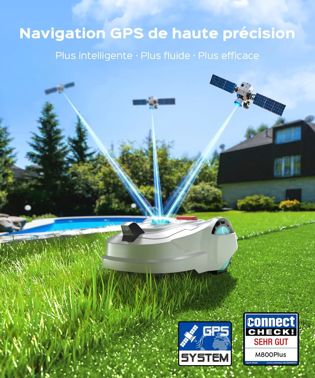 Robot tondeuse blanc 800 m² vue 3
