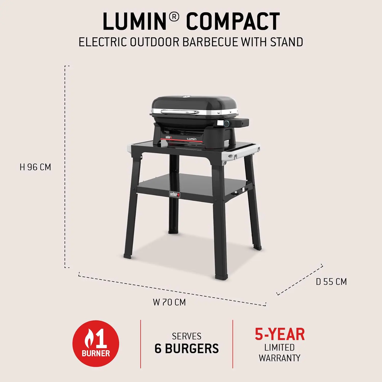 Barbecue weber 4 places noir 43 × 32 cm vue 5