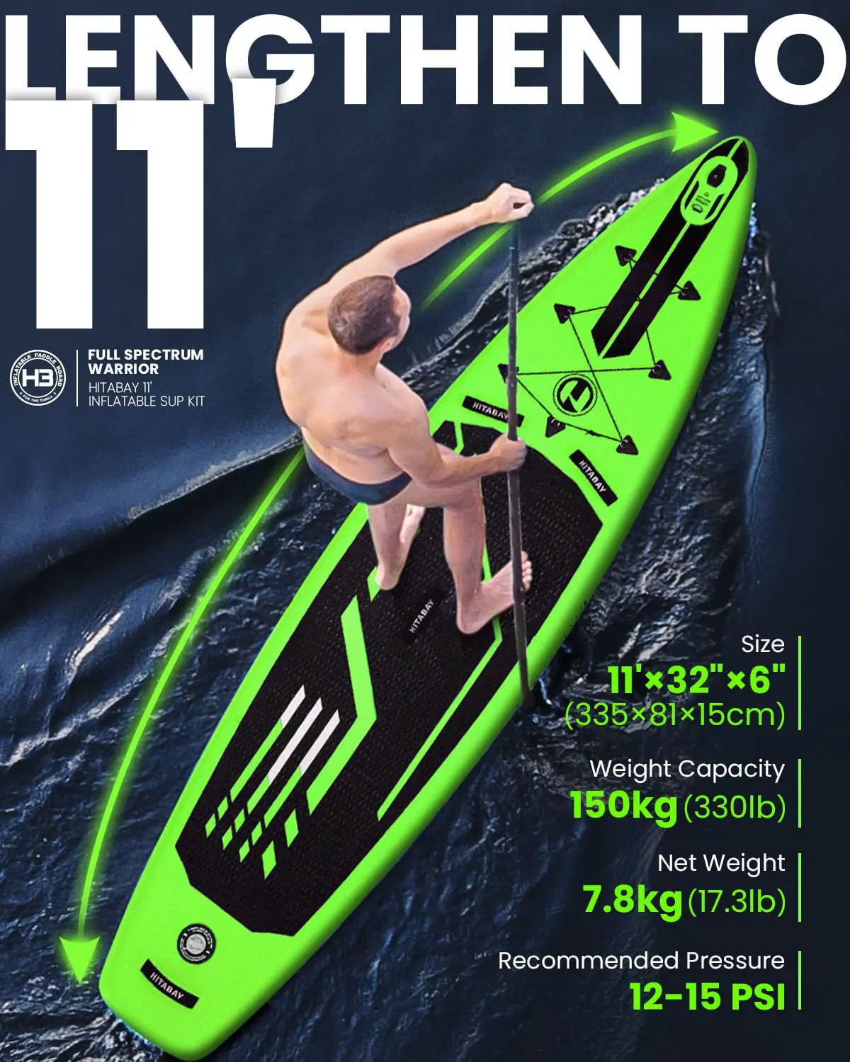 Paddle gonflable vert vue 2