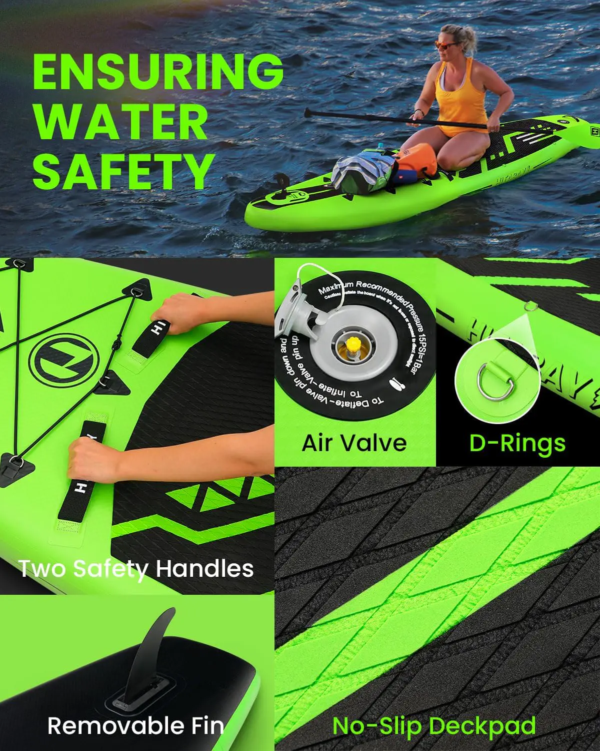 Paddle gonflable vert vue 3