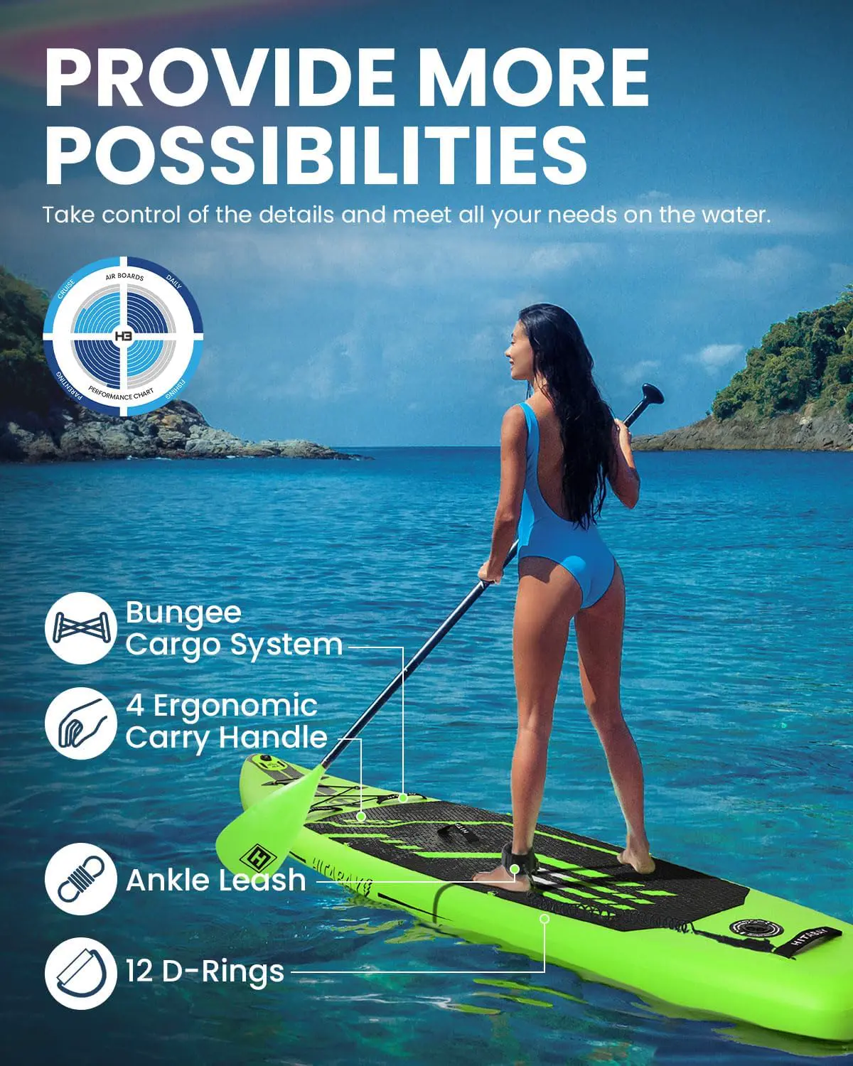Paddle gonflable vert vue 6