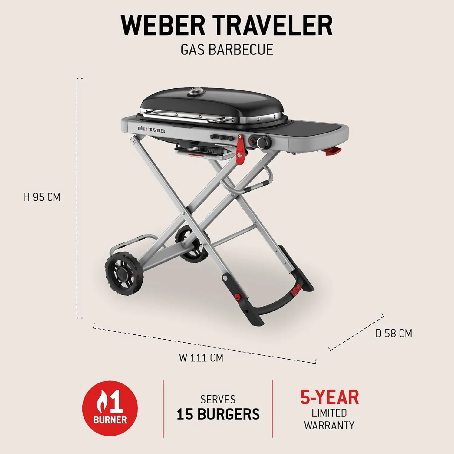 Barbecue weber en métal noir 63 × 34 cm vue 5