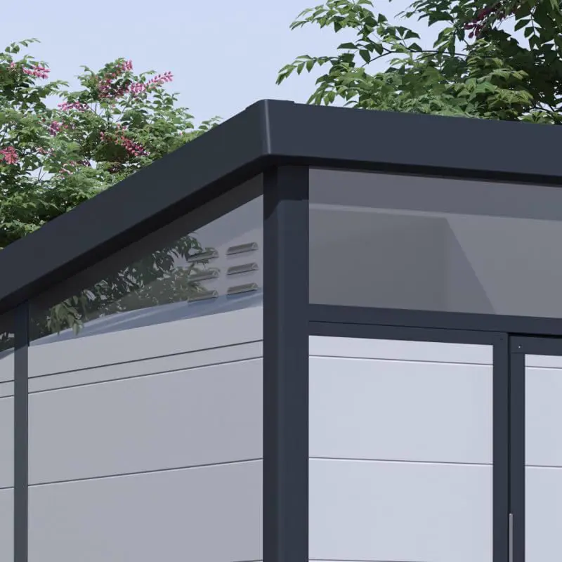 Abri de jardin en résine en aluminium gris 4,10m² vue 4