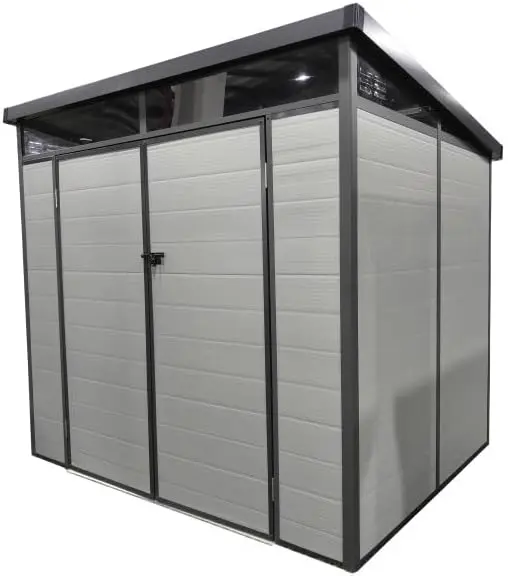 Abri de jardin en résine en aluminium gris 4,10m² vue 8