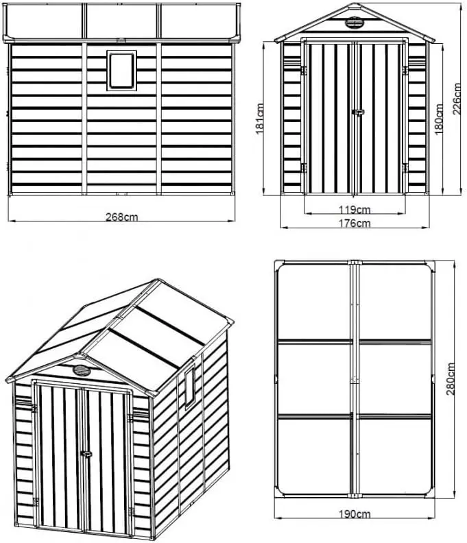Abri de jardin en résine en acier beige 5,32m² vue 4