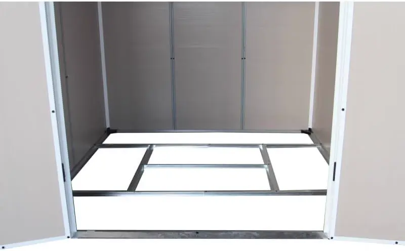 Abri de jardin en résine en acier beige 5,32m² vue 5