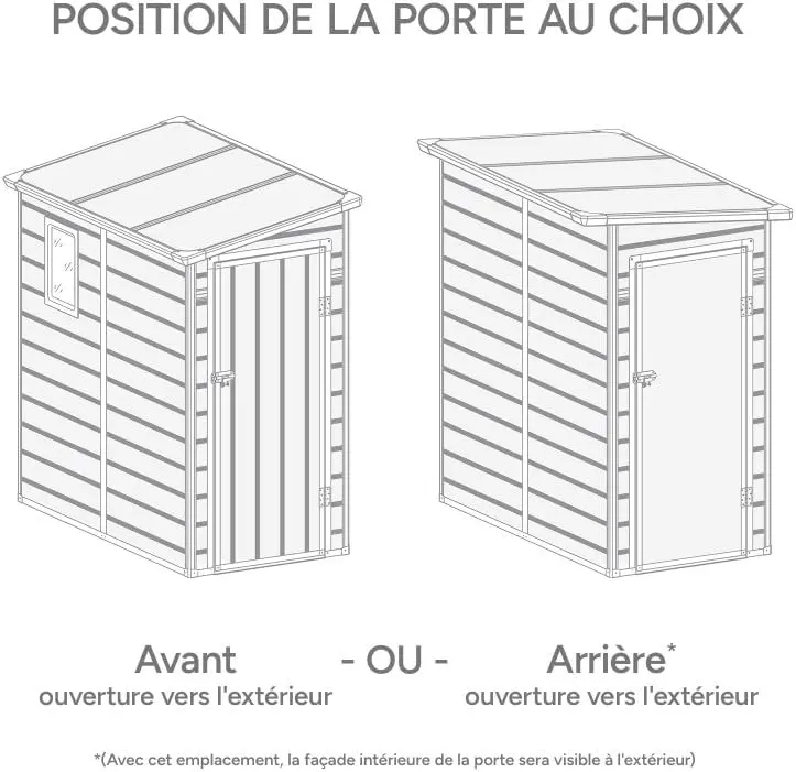 Abri de jardin en résine en résine anthracite 2,09m² adossée vue 3