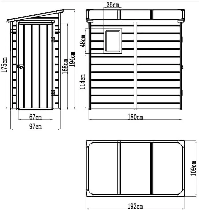 Abri de jardin en résine en résine anthracite 2,09m² adossée vue 4