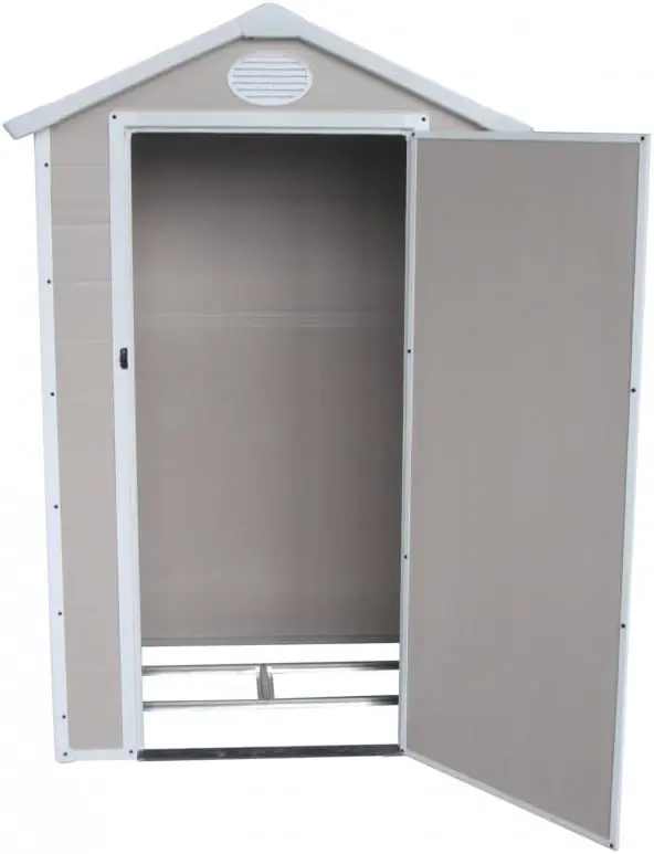 Abri de jardin en résine en acier beige 1,34m² vue 2