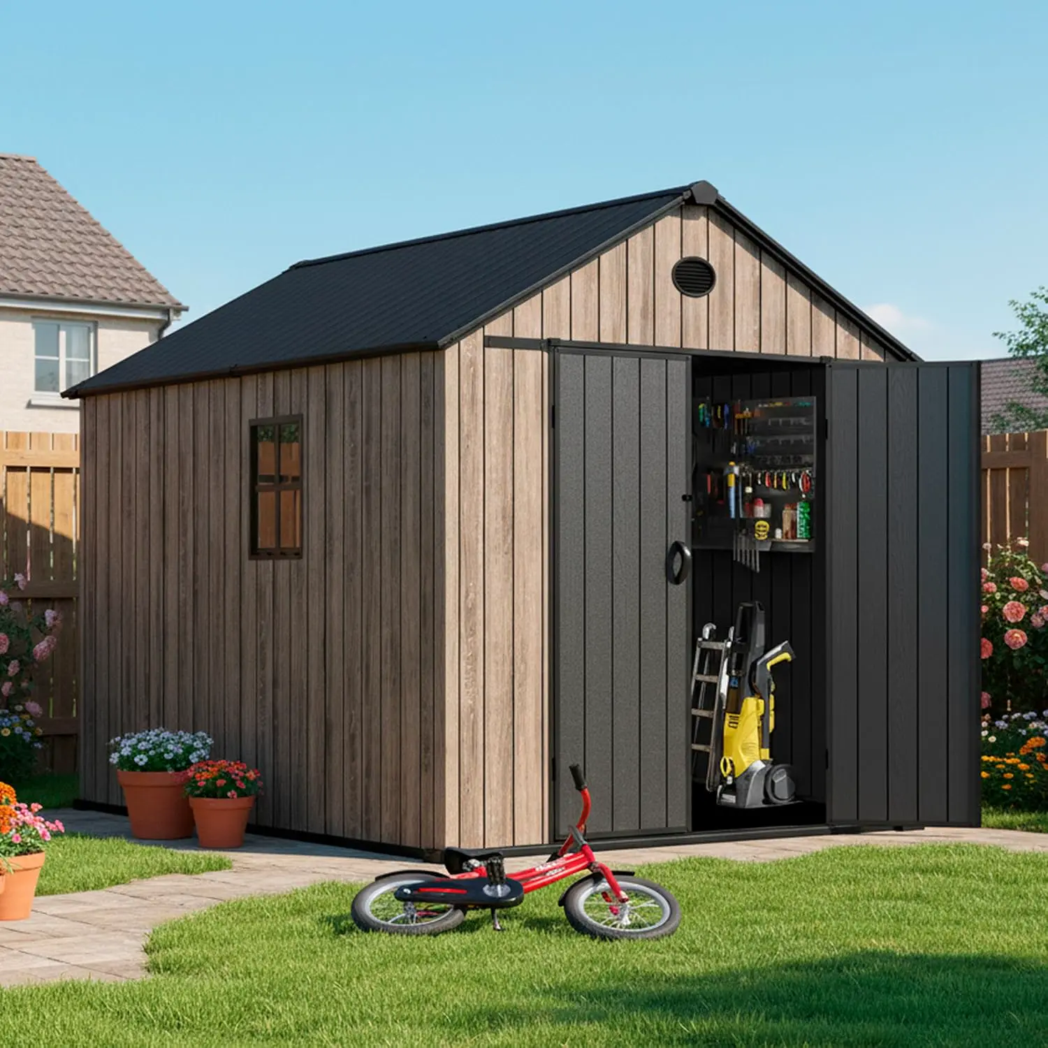 Abri de jardin en résine en résine marron 6,41 m² vue 2
