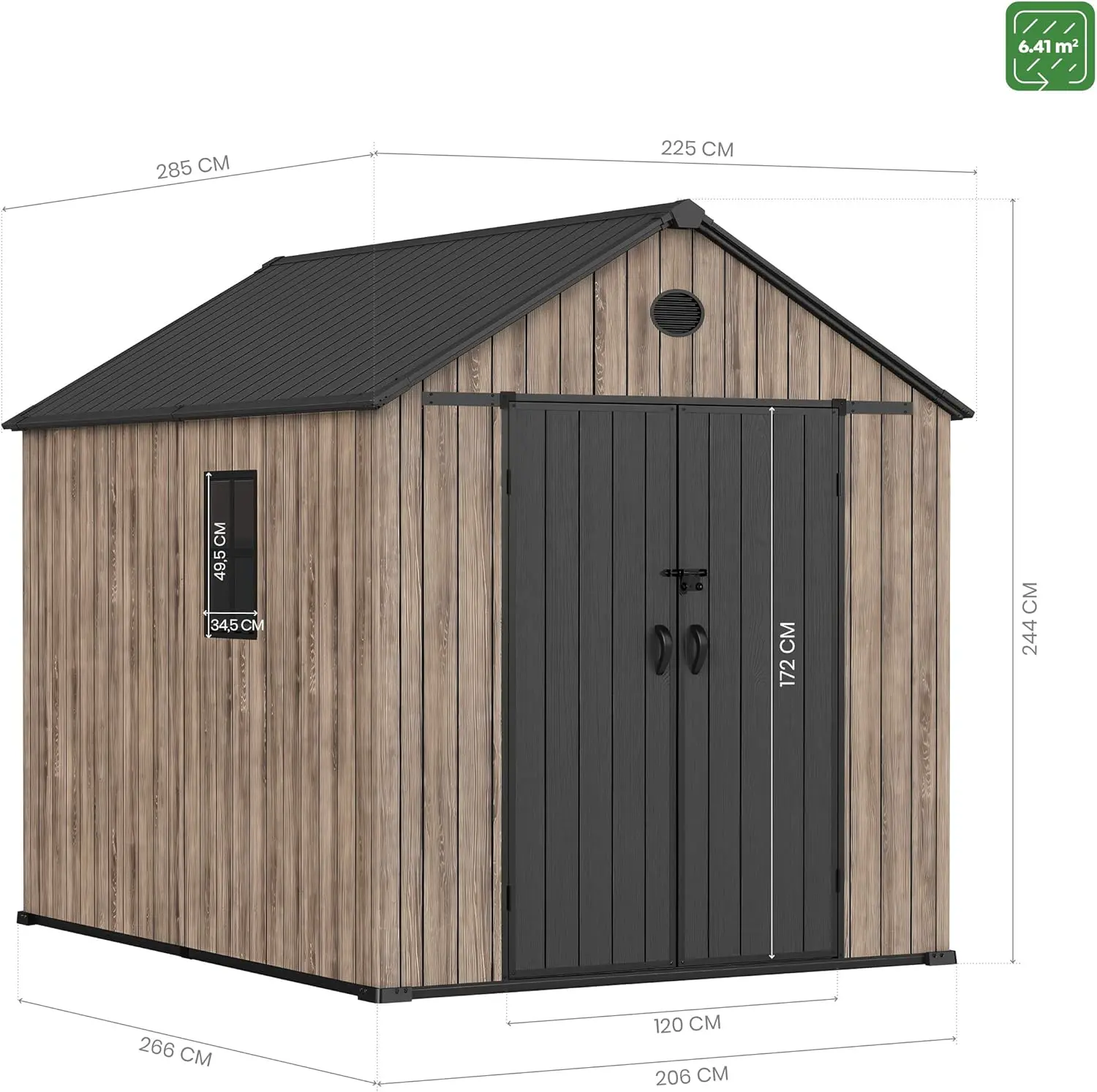 Abri de jardin en résine en résine marron 6,41 m² vue 4