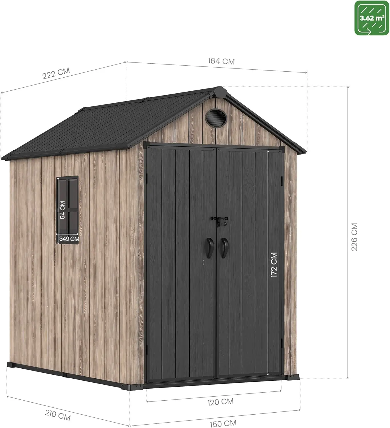 Abri de jardin en résine en résine marron 3,62 m² vue 4