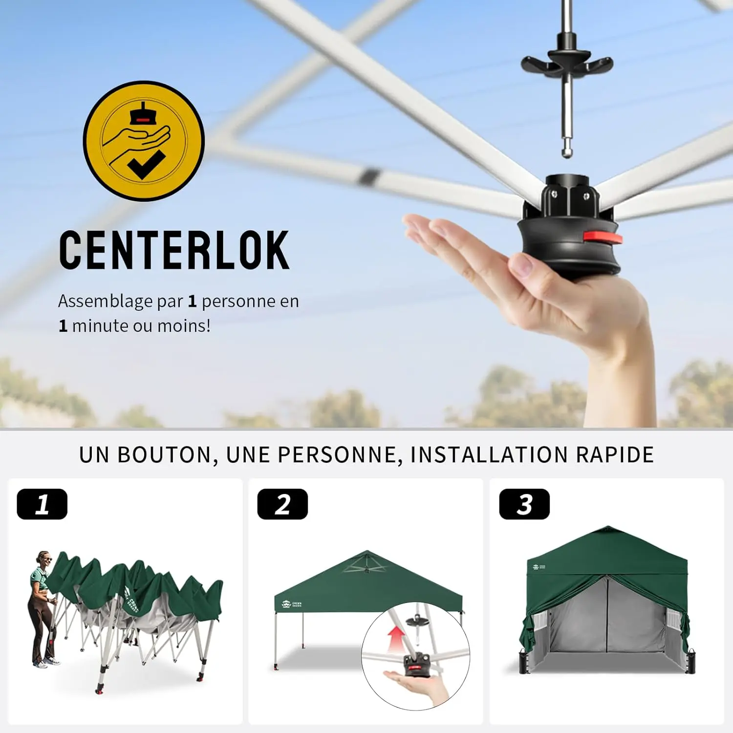 Tonnelle en acier vert 3x3 m vue 4