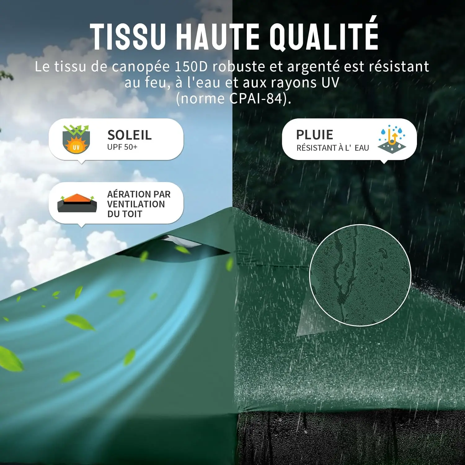Tonnelle en acier vert 3x3 m vue 7