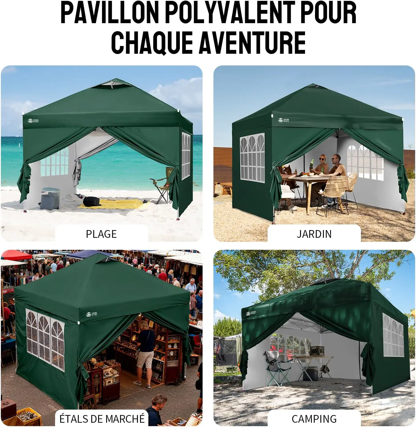 Tonnelle en acier vert 3x3 m vue 8