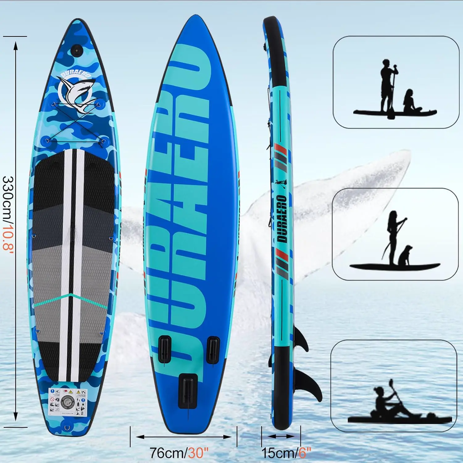 Paddle gonflable bleu 76 x 15 cm vue 2