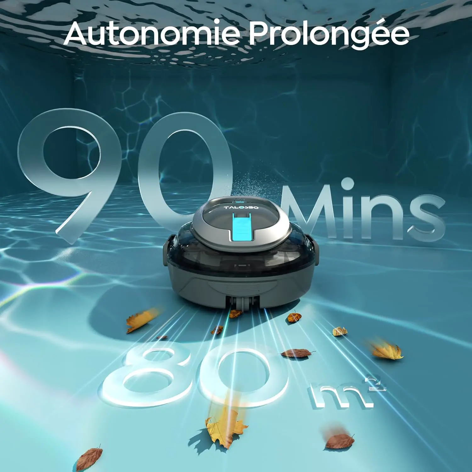 Robot piscine gris 80 m² vue 4