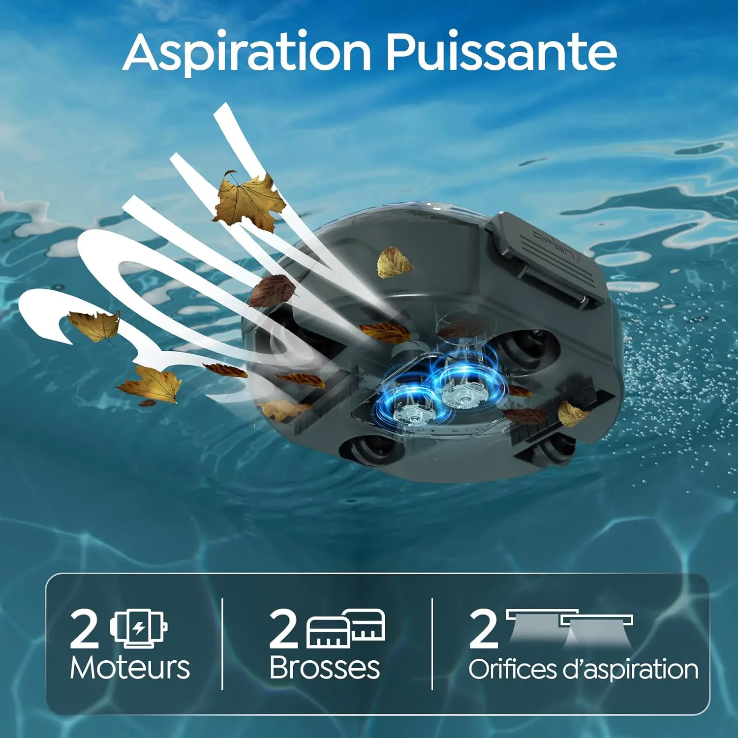 Robot piscine gris 80 m² vue 7