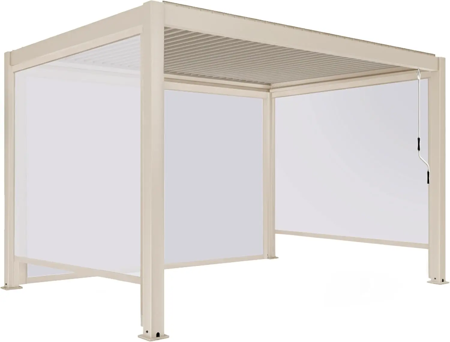 Pergola en aluminium crème 12 m² autoportée 3 stores vue 5