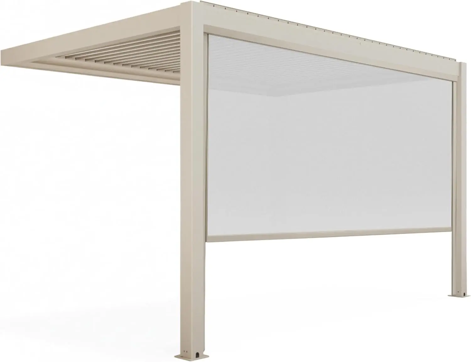Pergola en aluminium crème 12 m² adossée 1 store vue 4