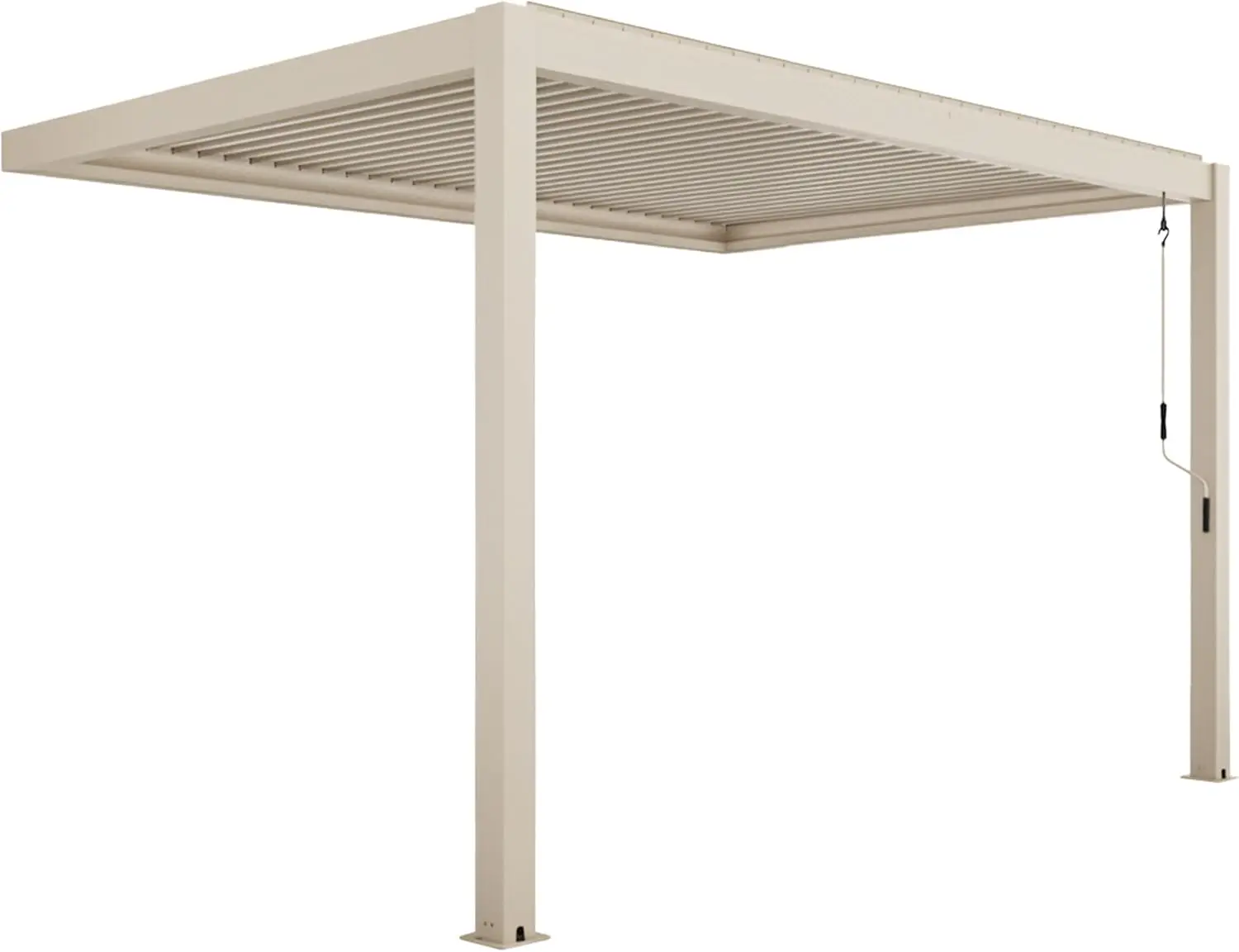 Pergola en aluminium crème 12 m² adossée 2 stores vue 4
